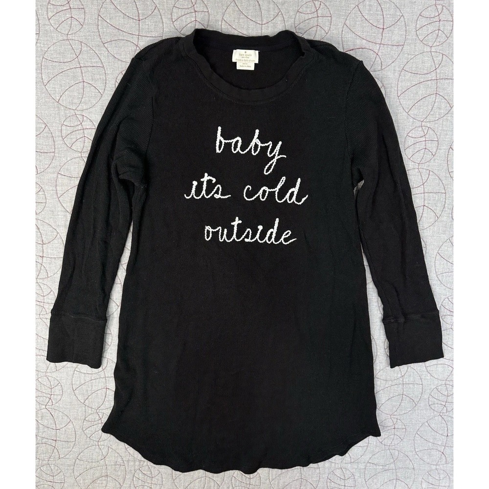Kate Spade Baby it's Cold Outside Embroidered Thermal Knit Pajama Sleep Dress XL